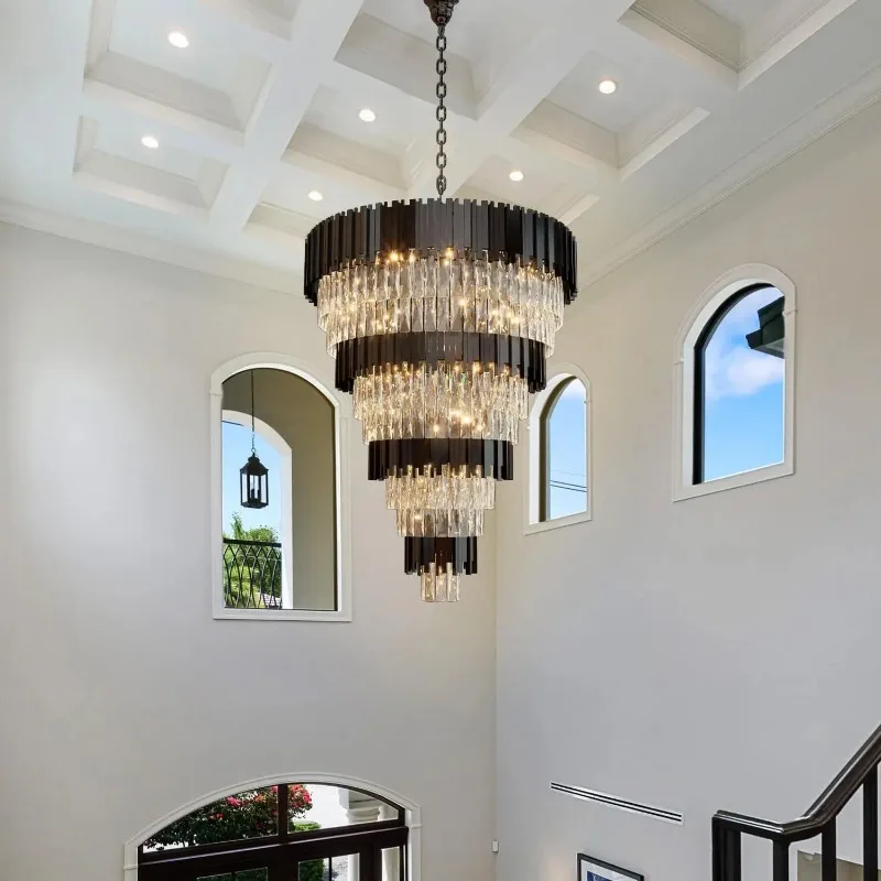 Luxury Gold Black Crystal Hanging Chandelier Living Room Restaurant Hotel Mall Loft High Ceiling Foyer Large stair Decor lamp
Luxury Gold Black Crystal Hanging Chandelier Living Room Restaurant Hotel Mall Loft High Ceiling Foyer Large stair Decor lamp