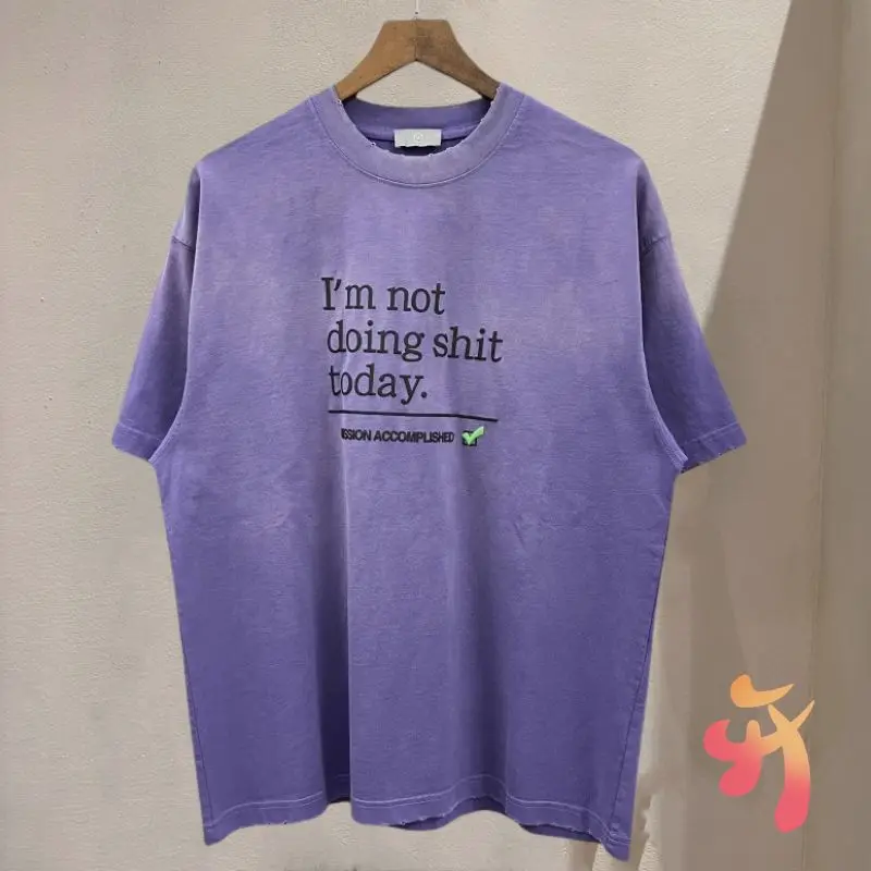 I'm Not Doing Today Foam Print Short Sleeve Tops Vintage Cotton Washed Hole Round Neck T-shirts Men Women Fashion Streetwear
I'm Not Doing Today Foam Print Short Sleeve Tops Vintage Cotton Washed Hole Round Neck T-shirts Men Women Fashion Streetwear