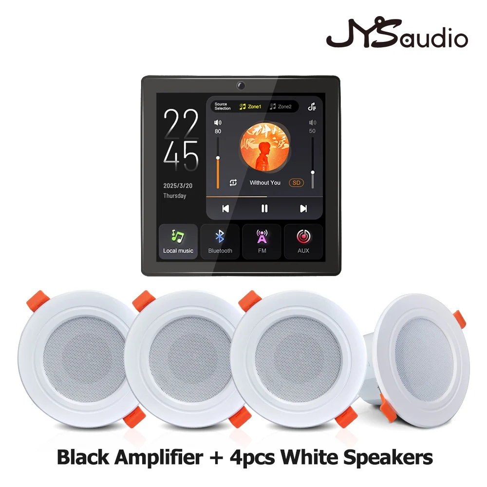 Mini Wall Amplifier Bluetooth Smart Home Audio Touch Screen Dual Zone Control 4*30W with 3'' Ceiling Speaker Support FM AUX BT
Mini Wall Amplifier Bluetooth Smart Home Audio Touch Screen Dual Zone Control 4*30W with 3'' Ceiling Speaker Support FM AUX BT