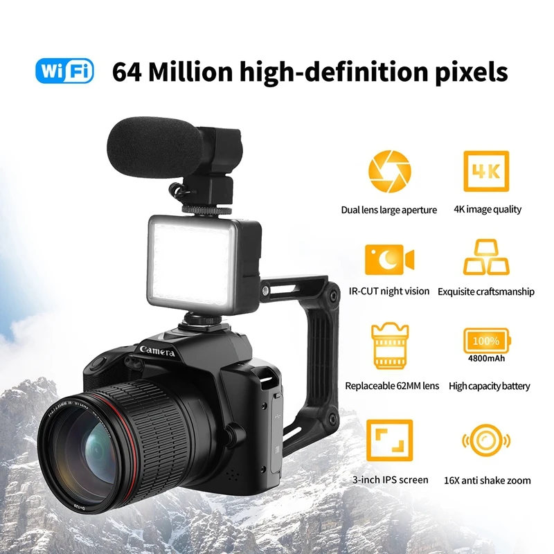 Digital Photography Camera 4K WIFI Web Cam Vintage Vlog Video Recorder 64MP Camcorder Camera A
Digital Photography Camera 4K WIFI Web Cam Vintage Vlog Video Recorder 64MP Camcorder Camera A