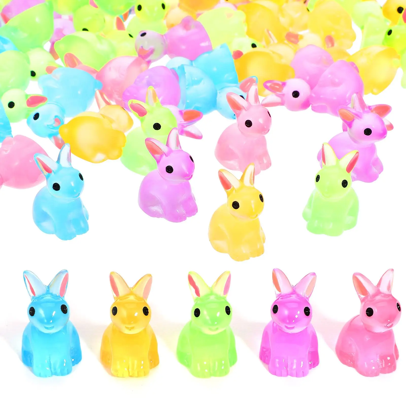 100 Pcs Rabbit Figurines Glow in Dark Mini Accessories Bright Decor for Shelf Tiny Rabbit Decors Display
100 Pcs Rabbit Figurines Glow in Dark Mini Accessories Bright Decor for Shelf Tiny Rabbit Decors Display