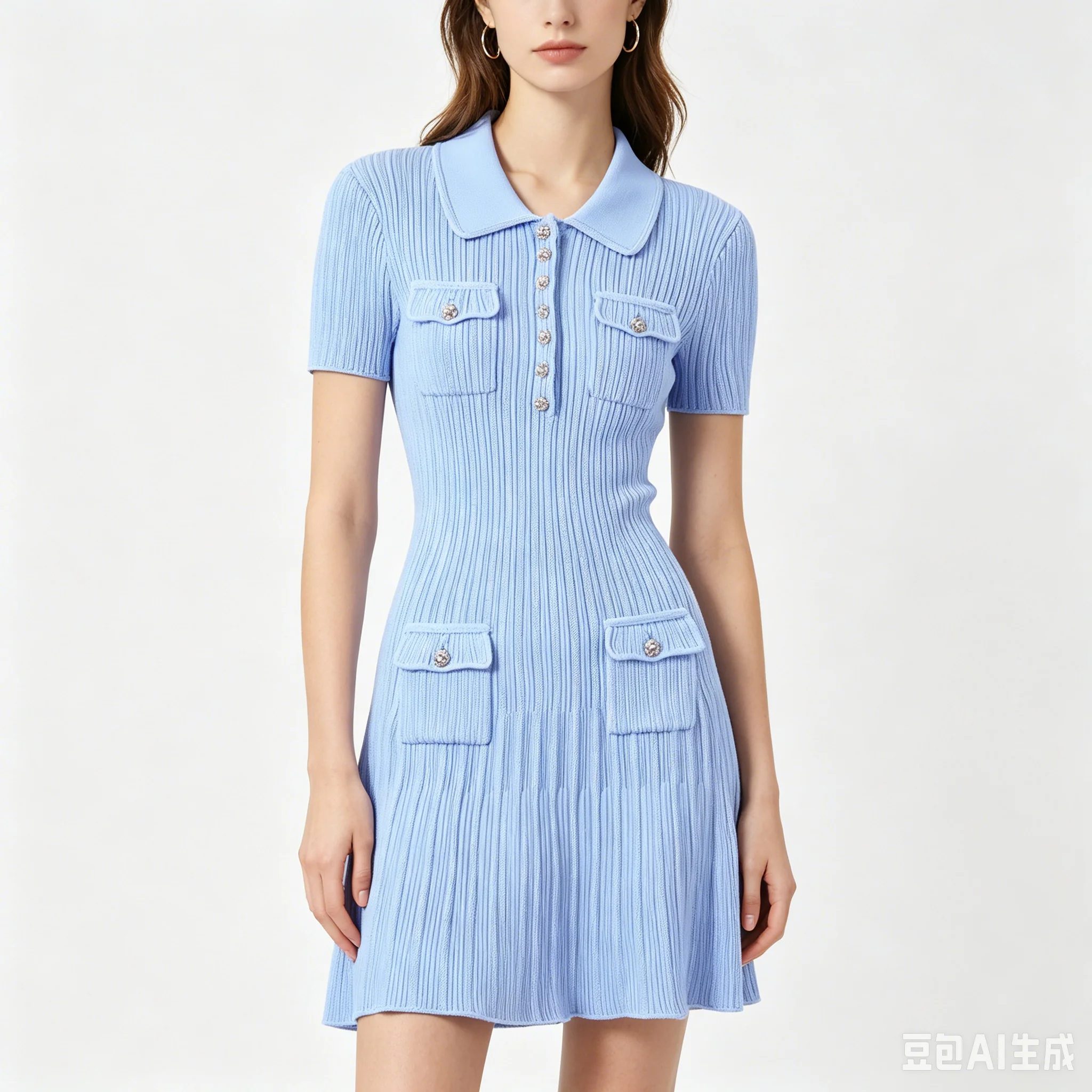 Summer New Fashion Solid Color Commuter Dress - Button Collar Short Sleeve Knitted A-Line Mini Dress with Pocket
Summer New Fashion Solid Color Commuter Dress - Button Collar Short Sleeve Knitted A-Line Mini Dress with Pocket