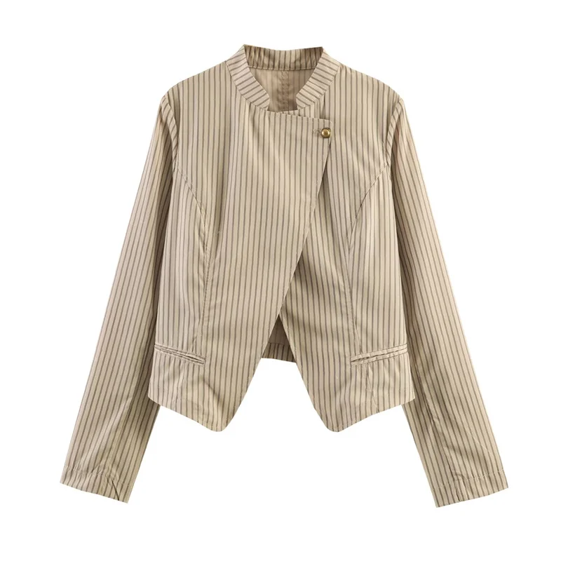 New striped double-breasted blazer, fashionable and versatile, elegant temperament
New striped double-breasted blazer, fashionable and versatile, elegant temperament