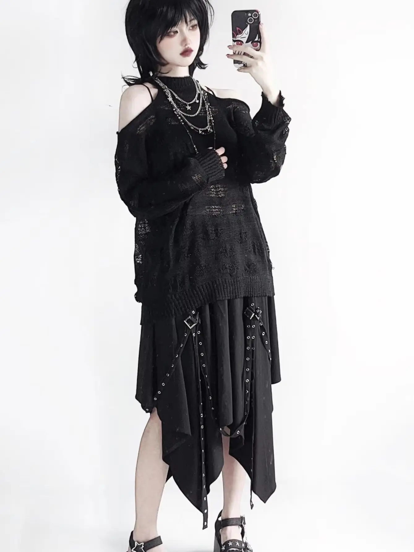 Dark Y2k Irregular Skirt Vintage Japanese Unique Girl's Street Punk Weave Buckle Medium-length Skirt Gothic Long Skirts
Dark Y2k Irregular Skirt Vintage Japanese Unique Girl's Street Punk Weave Buckle Medium-length Skirt Gothic Long Skirts