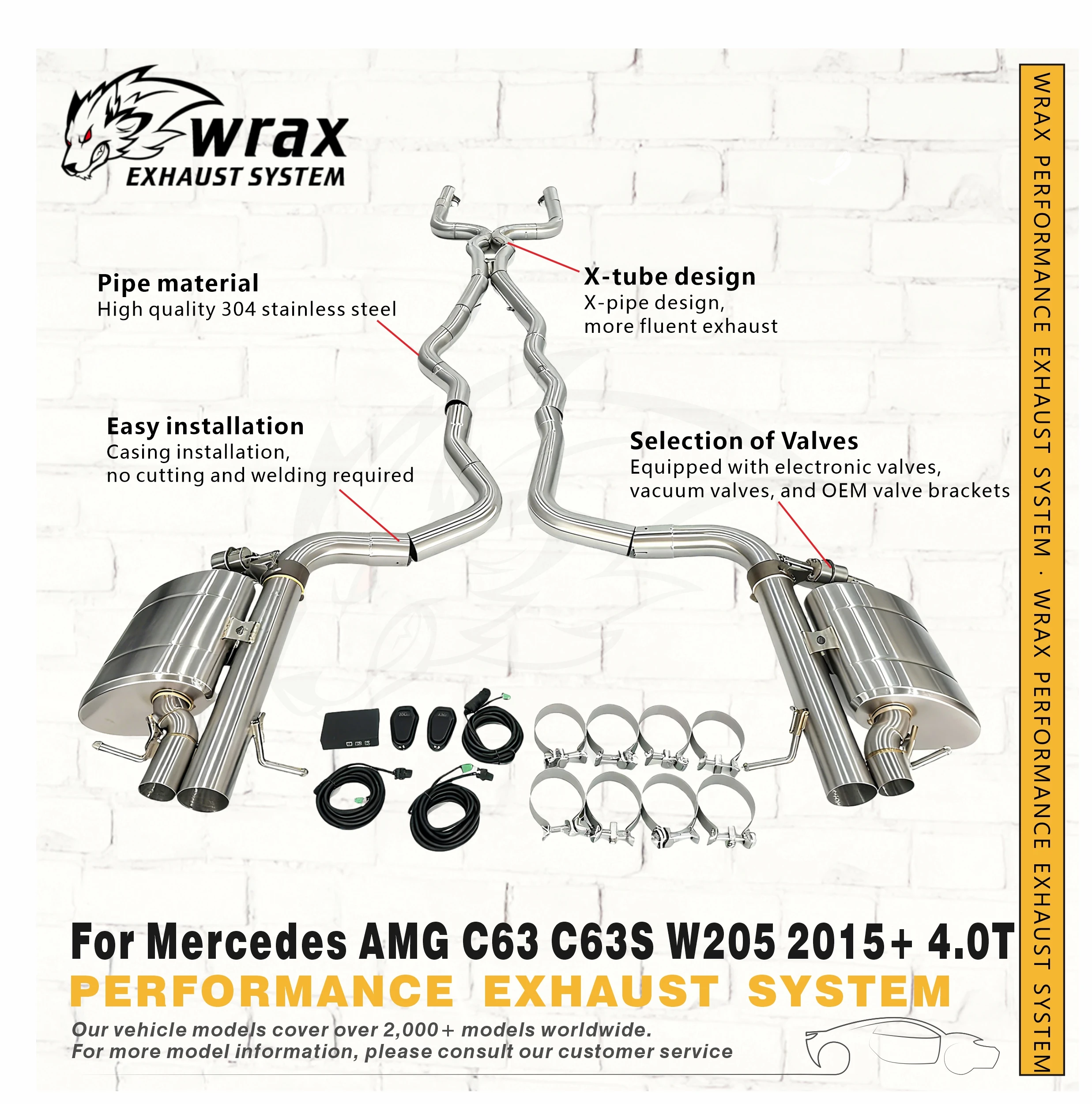 WRAX SS Vacuum Valve Catback for Mercedes BENZ AMG C 63 S W205 2015+ 4.0T Performance Sport Exhaust System Easy Installation
WRAX SS Vacuum Valve Catback for Mercedes BENZ AMG C 63 S W205 2015+ 4.0T Performance Sport Exhaust System Easy Installation