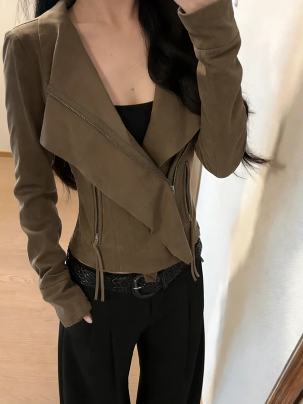 Retro Sweet Cool Style Short Jacket Women's Spring New Design Slimming Short Length Zipper Splice Slim Fit Jacket Coat
Retro Sweet Cool Style Short Jacket Women's Spring New Design Slimming Short Length Zipper Splice Slim Fit Jacket Coat