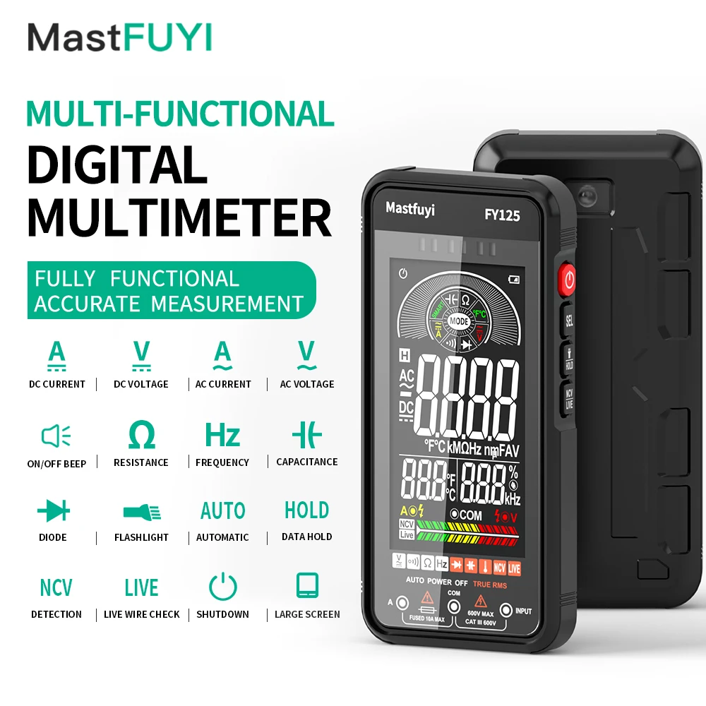 MASTFUYI Auto-Ranging True RMS Digital Multimeter For Professionals and Beginners High Safety Auto Measurement NCV Detection
MASTFUYI Auto-Ranging True RMS Digital Multimeter For Professionals and Beginners High Safety Auto Measurement NCV Detection