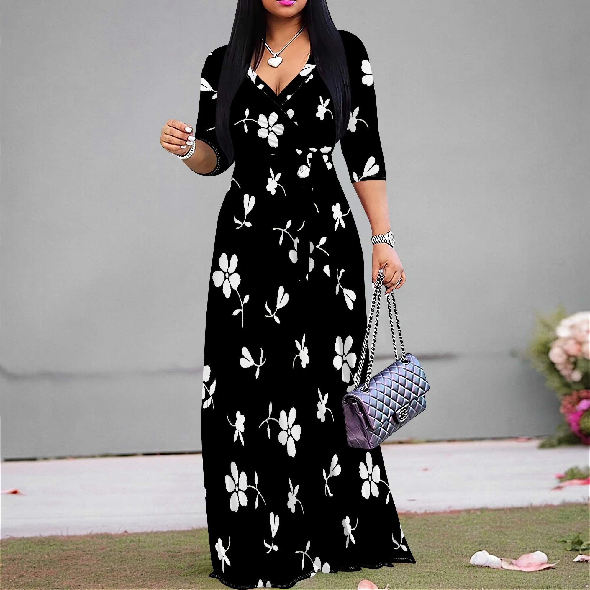 Black & White Floral Wrap Dress S-3XL – 2025 Elegant Maxi Dress for Office, Casual Day Out & Dinner Party
Black & White Floral Wrap Dress S-3XL – 2025 Elegant Maxi Dress for Office, Casual Day Out & Dinner Party