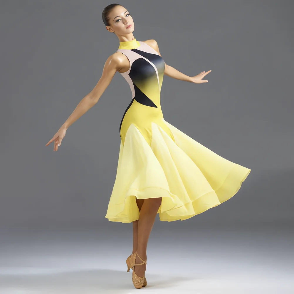 High Collar Ballroom Yellow Waltz Standard Women Slim Competition Performance Modern Sleeveless Gradient Dance Dress
High Collar Ballroom Yellow Waltz Standard Women Slim Competition Performance Modern Sleeveless Gradient Dance Dress