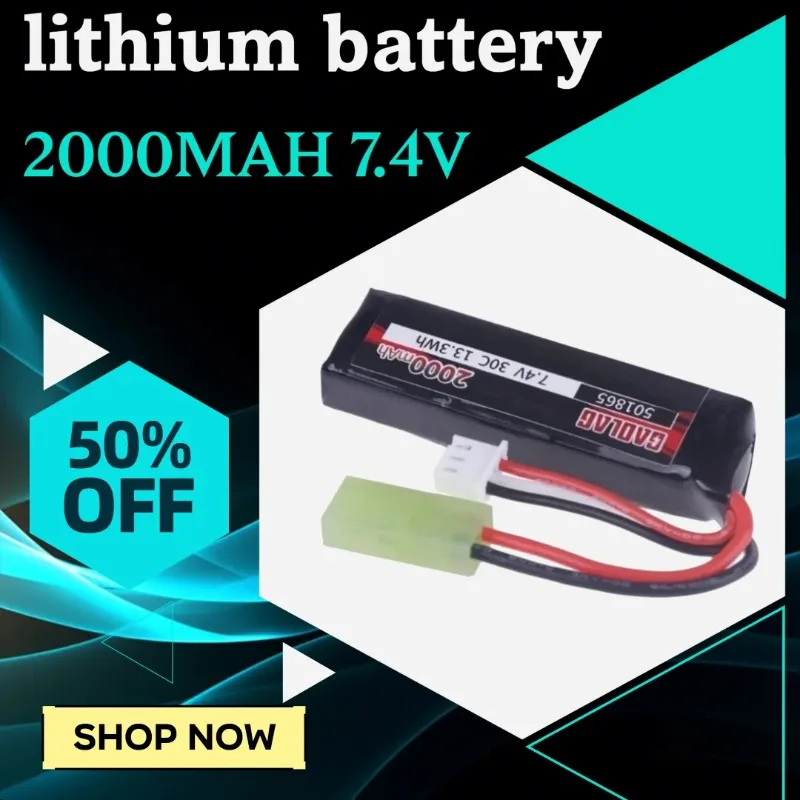 2000MAH 7.4V For Toy gun dedicated battery power type upgraded capacity lithium battery M4A1 Jinming MP5 precision water gun 2s
2000MAH 7.4V For Toy gun dedicated battery power type upgraded capacity lithium battery M4A1 Jinming MP5 precision water gun 2s