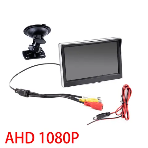 AHD 1080P Car Monitor 5 inch Screen For Rear View Reverse Camera TFT LCD Display HD Digital Color