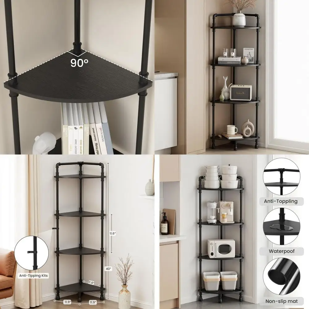 4-Tier Shelving Unit for Books, Bathroom, Living Room, Kitchen, Home Office - Grey (Black 4 Tier)
4-Tier Shelving Unit for Books, Bathroom, Living Room, Kitchen, Home Office - Grey (Black 4 Tier)