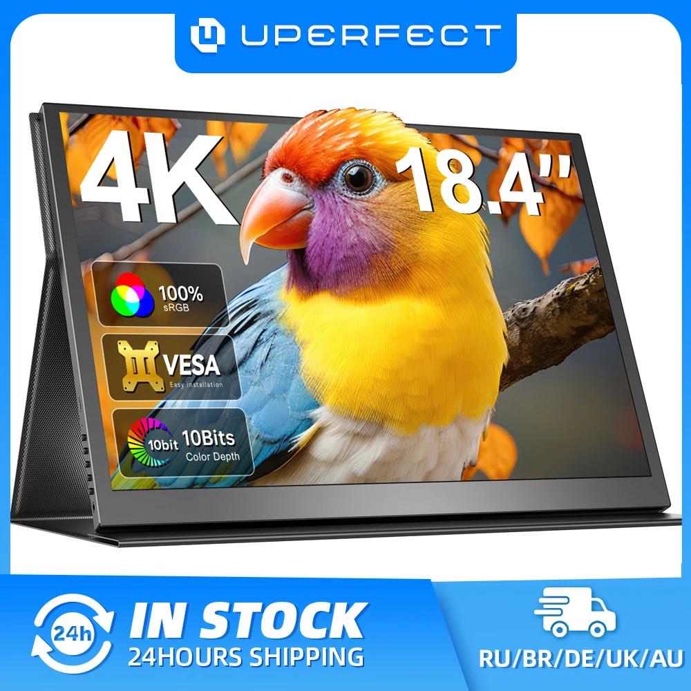 UPERFECT 4K Portable Monitor 18.4" 3840 x 2160 UHD USB-C HDMI FreeSync HDR External Computer Display with Speakers Cover VESA
UPERFECT 4K Portable Monitor 18.4" 3840 x 2160 UHD USB-C HDMI FreeSync HDR External Computer Display with Speakers Cover VESA