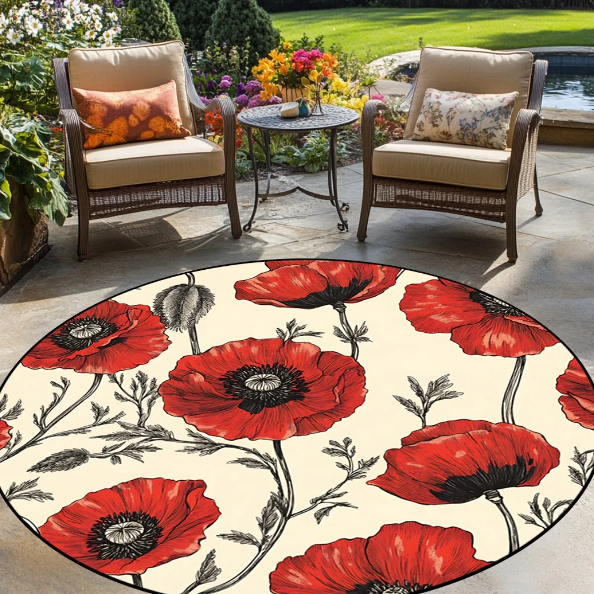 Poppy Floral Round Area Rug, Modern Red Flower Pattern Circular Floor Mat for Living Room Bedroom, Spring Easter Home Decor
Poppy Floral Round Area Rug, Modern Red Flower Pattern Circular Floor Mat for Living Room Bedroom, Spring Easter Home Decor