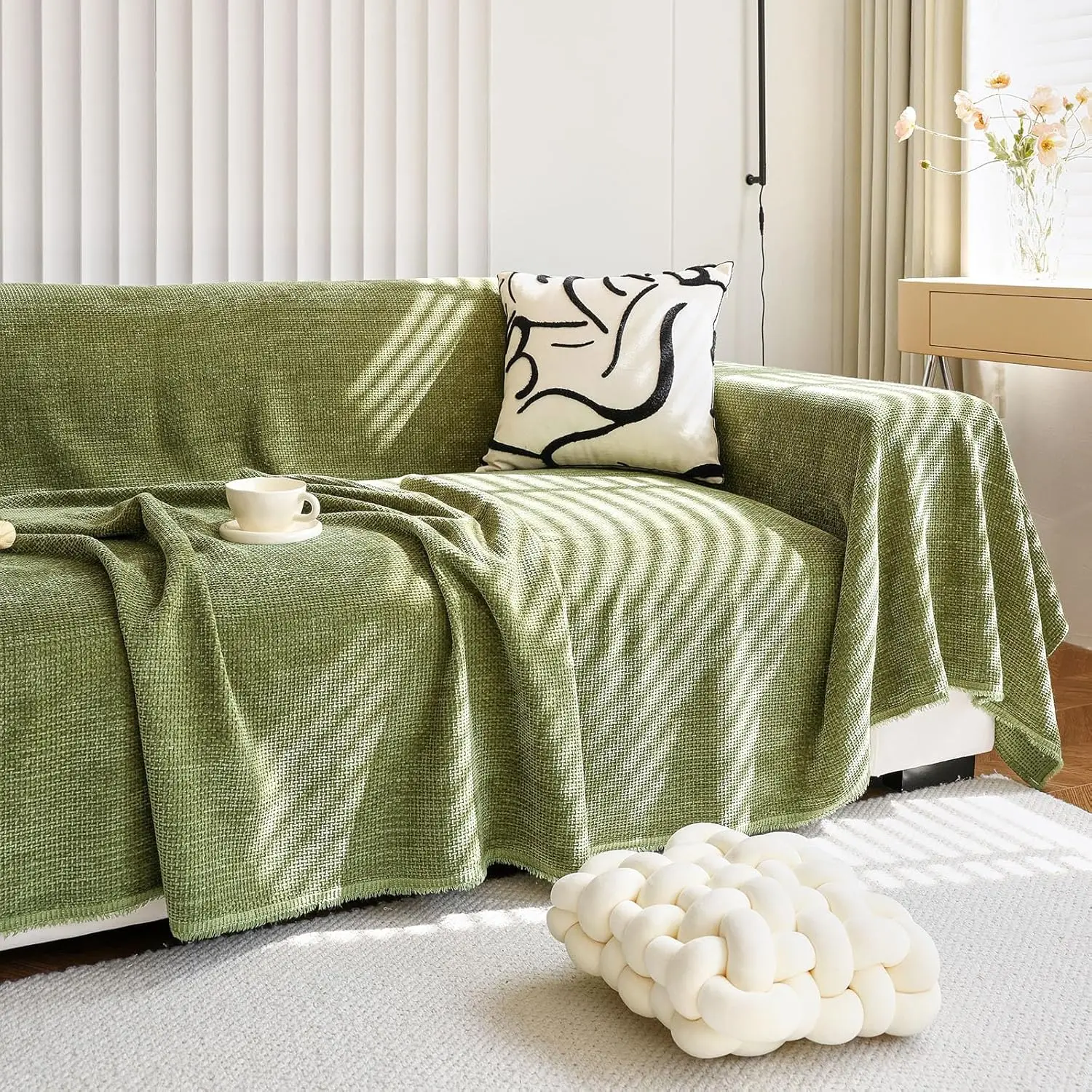 Jacquard Corduroy Sofa Cover for 3 Cushion Sectional, Washable Chenille Blanket Decor, 71" X118"
Jacquard Corduroy Sofa Cover for 3 Cushion Sectional, Washable Chenille Blanket Decor, 71" X118"
