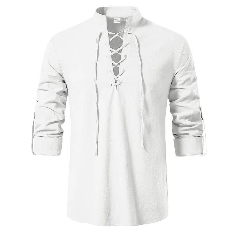 2026 Cross-border Men's Spring Loose Medieval Vintage Cotton and Linen Stand-up Collar Trend Tether Long Sleeve Shirt Men
2026 Cross-border Men's Spring Loose Medieval Vintage Cotton and Linen Stand-up Collar Trend Tether Long Sleeve Shirt Men