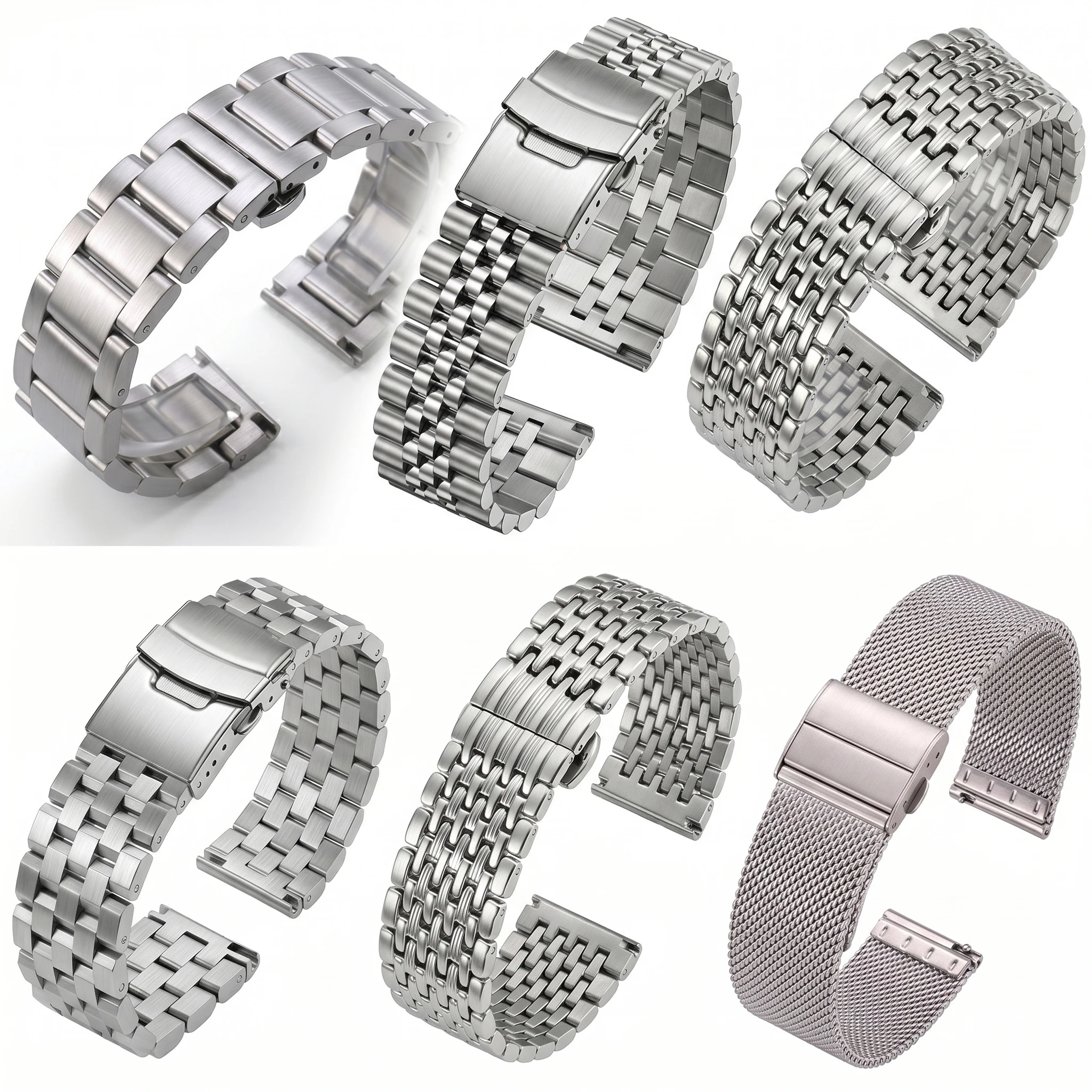 Multi-Style Universal Straight End Watch Band 18 20 22 24mm Solid Stainless Steel Replacement Bracelet for Smartwatches
Multi-Style Universal Straight End Watch Band 18 20 22 24mm Solid Stainless Steel Replacement Bracelet for Smartwatches