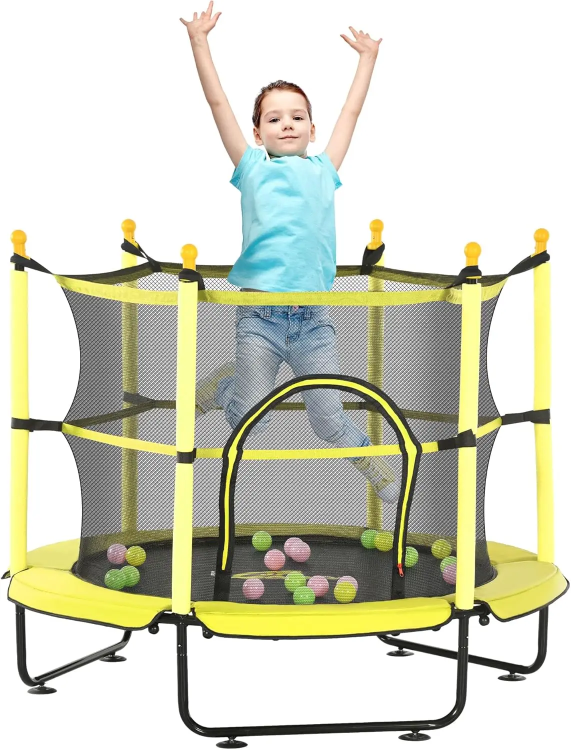 4.6' Trampoline for Kids, 55 Inch Toddler Trampoline with Safety Enclosure & Ball Pit for Indoor or Outdoor Use, Built for Kids
4.6' Trampoline for Kids, 55 Inch Toddler Trampoline with Safety Enclosure & Ball Pit for Indoor or Outdoor Use, Built for Kids