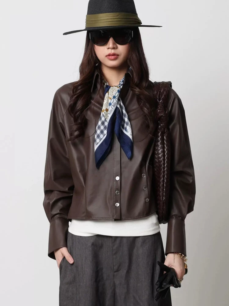 Casual Genuine Leather Shirt Jackets for Women Spring Autumn Thin 2026 New High-end Simple Solid Soft Slim Real Sheepskin Coat
Casual Genuine Leather Shirt Jackets for Women Spring Autumn Thin 2026 New High-end Simple Solid Soft Slim Real Sheepskin Coat