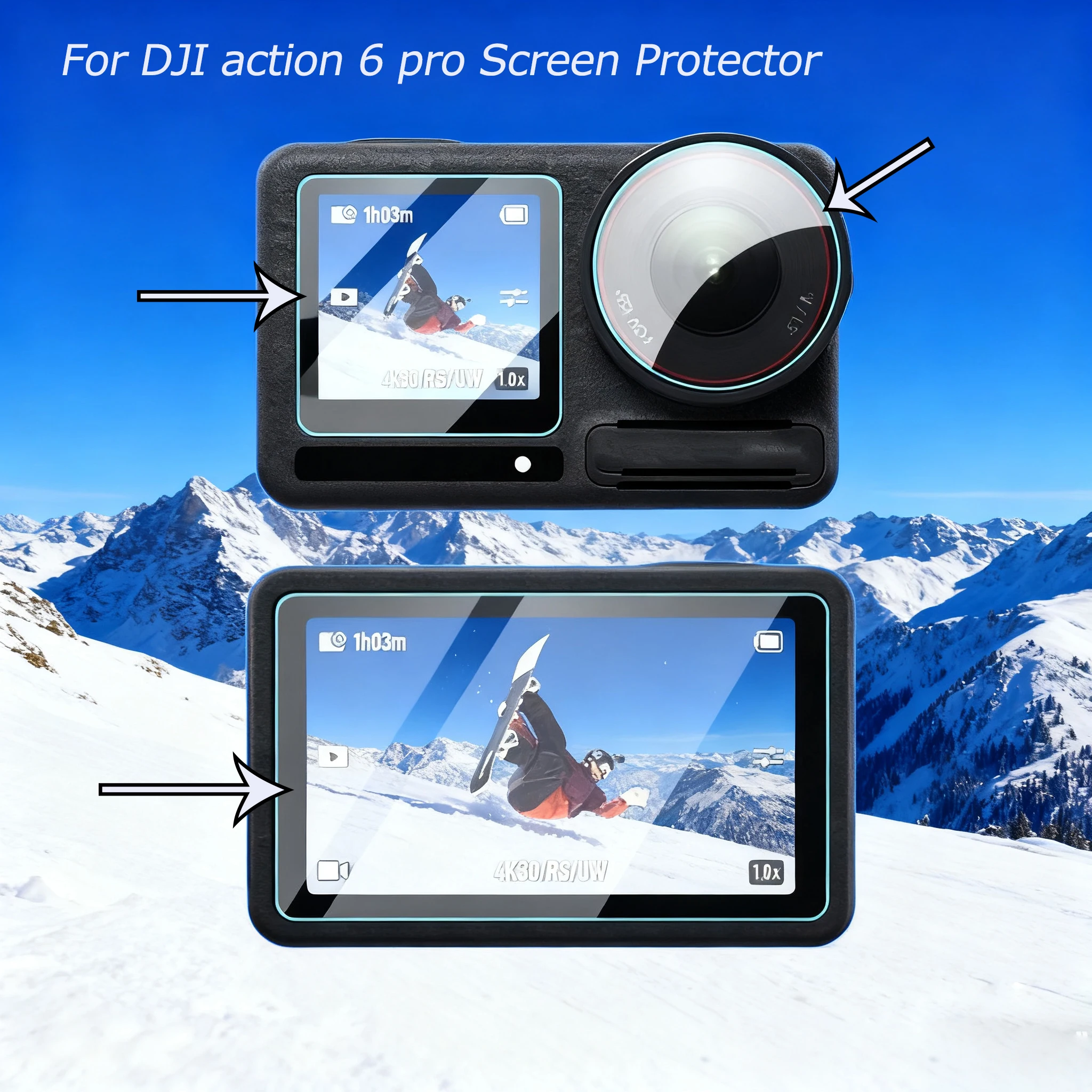 Защитная пленка для экрана камеры DJI Action 6 Pro, панорамная камера HD, антибликовое закаленное стекло, передняя/задняя + круглая пленка для объектива
Защитная пленка для экрана камеры DJI Action 6 Pro, панорамная камера HD, антибликовое закаленное стекло, передняя/задняя + круглая пленка для объектива