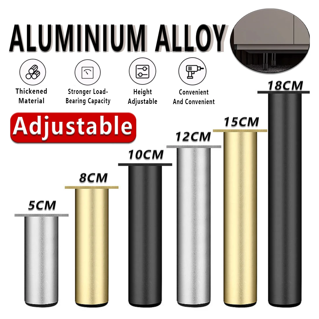 4pcs 5cm-30cm Aluminum alloy Furniture Legs Metal Adjustable Legs for Cabinet Table Legs Sofa Feet Furniture Replacement Foot
4pcs 5cm-30cm Aluminum alloy Furniture Legs Metal Adjustable Legs for Cabinet Table Legs Sofa Feet Furniture Replacement Foot