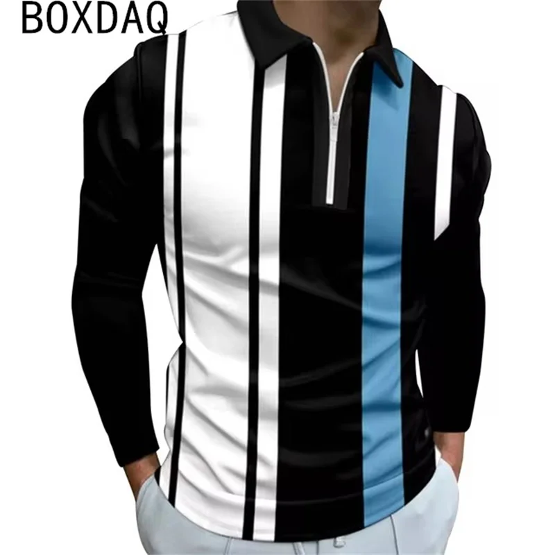 Одежда для гольфа, мужские спортивные рубашки поло, модные классические поло в полоску с 3D принтом, весна-лето, рубашка поло с длинными рукавами и лацканами на молнии
Одежда для гольфа, мужские спортивные рубашки поло, модные классические поло в полоску с 3D принтом, весна-лето, рубашка поло с длинными рукавами и лацканами на молнии