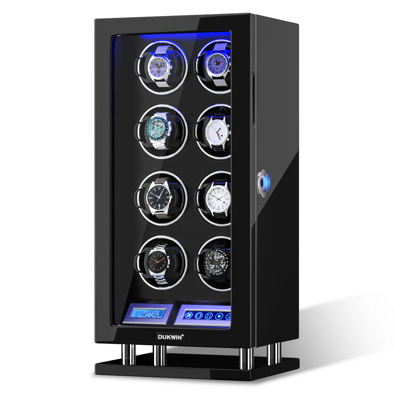 Automatic Watch Winder Storage Case For 8 Watches With Fingerprint Unlock With Quiet Motors and LED Light
Automatic Watch Winder Storage Case For 8 Watches With Fingerprint Unlock With Quiet Motors and LED Light