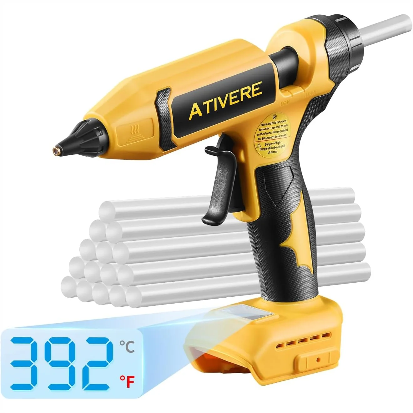 Cordless Hot Glue Gun for DeWalt 20V Battery (Tool Only), Digital Temperature Adjustable 100W Glue Gun with 10 Glue Sticks
Cordless Hot Glue Gun for DeWalt 20V Battery (Tool Only), Digital Temperature Adjustable 100W Glue Gun with 10 Glue Sticks