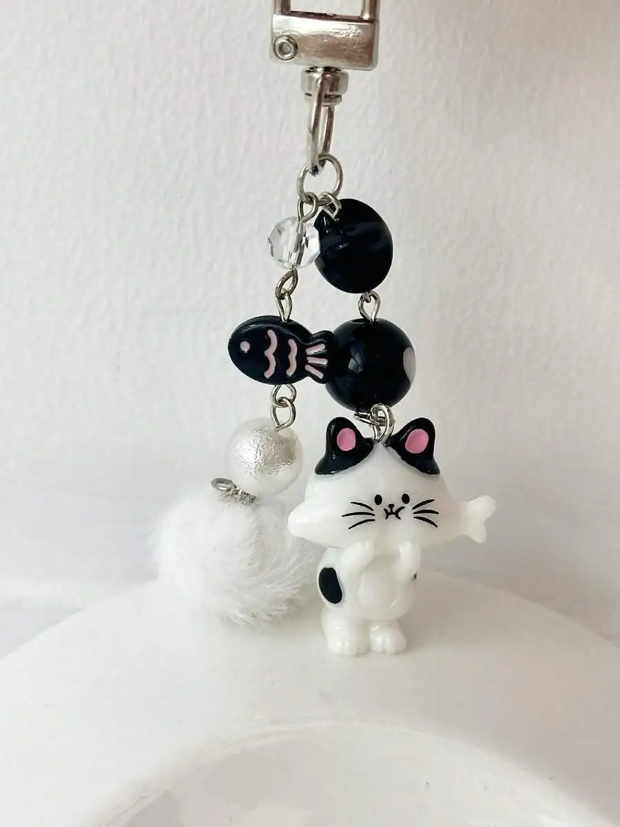 1pc Women's New Korean Cute Cartoon Cat Keychain With Furball Star Beaded Accessory Phone Strap Bag Charm Couple/Best Friend Gif
1pc Women's New Korean Cute Cartoon Cat Keychain With Furball Star Beaded Accessory Phone Strap Bag Charm Couple/Best Friend Gif