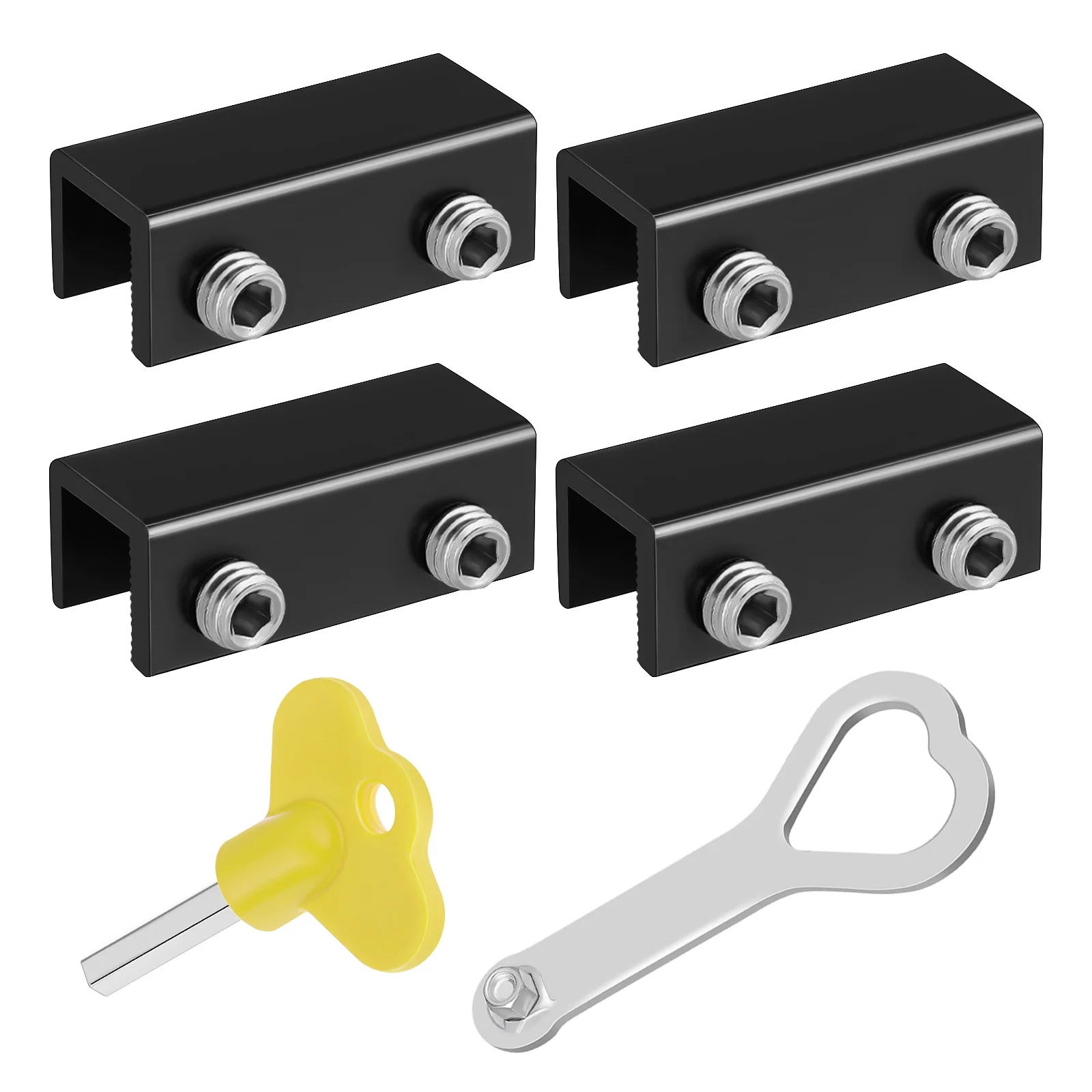 4 Pcs Black Aluminum Alloy Sliding Door Stopper Universal Fit Security Locks Easy Install Adjust Glass Clamp for Home 
4 Pcs Black Aluminum Alloy Sliding Door Stopper Universal Fit Security Locks Easy Install Adjust Glass Clamp for Home