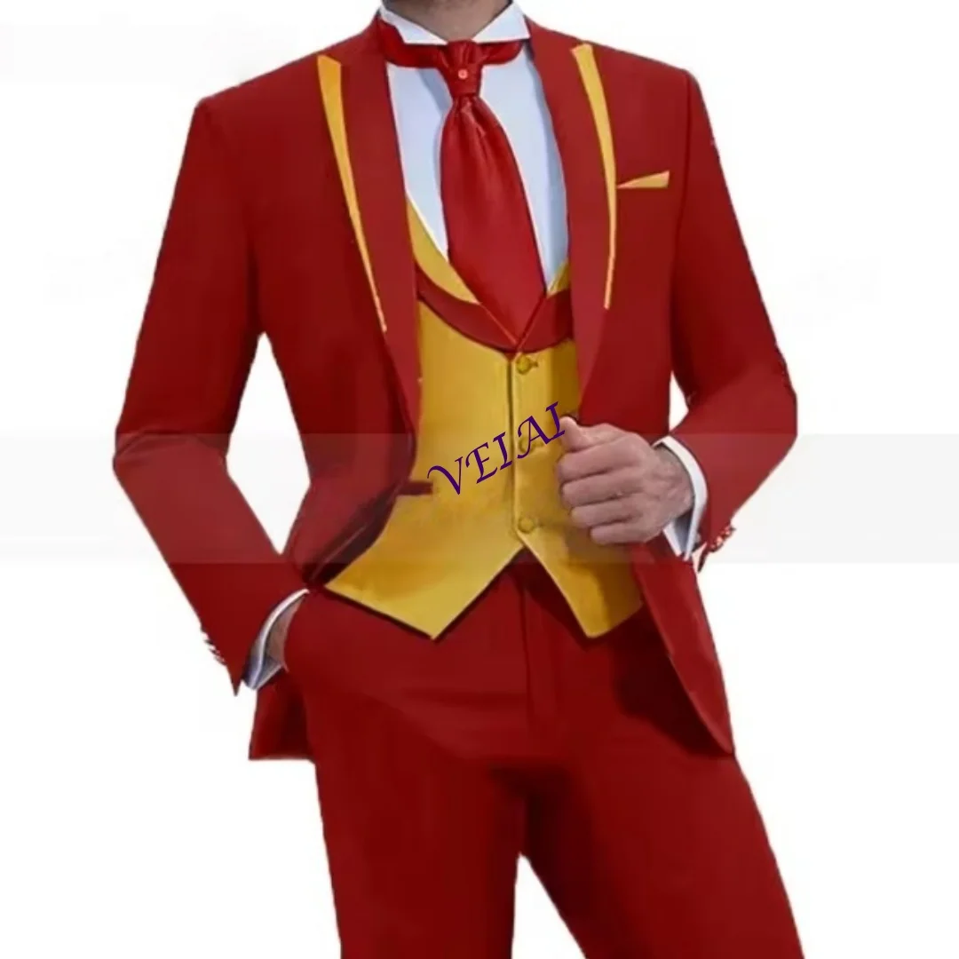 Customized Slim Fit Men's Suit Black Orange Contrast Single-breasted Formal 3Pieces(Jacket+Pants+Vest) Wedding Business Groom Ou
Customized Slim Fit Men's Suit Black Orange Contrast Single-breasted Formal 3Pieces(Jacket+Pants+Vest) Wedding Business Groom Ou