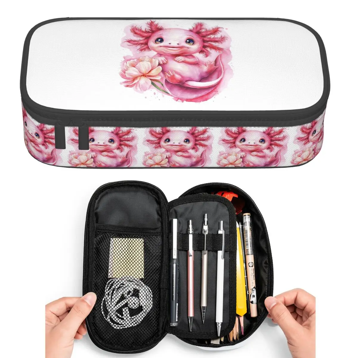 Cartoon Pink Axolotl Salamander And Pink Flowers Pencil Cases Student Pen Box Pencil Bag Large Capacity Pencil Pouch Pen Holder
Cartoon Pink Axolotl Salamander And Pink Flowers Pencil Cases Student Pen Box Pencil Bag Large Capacity Pencil Pouch Pen Holder