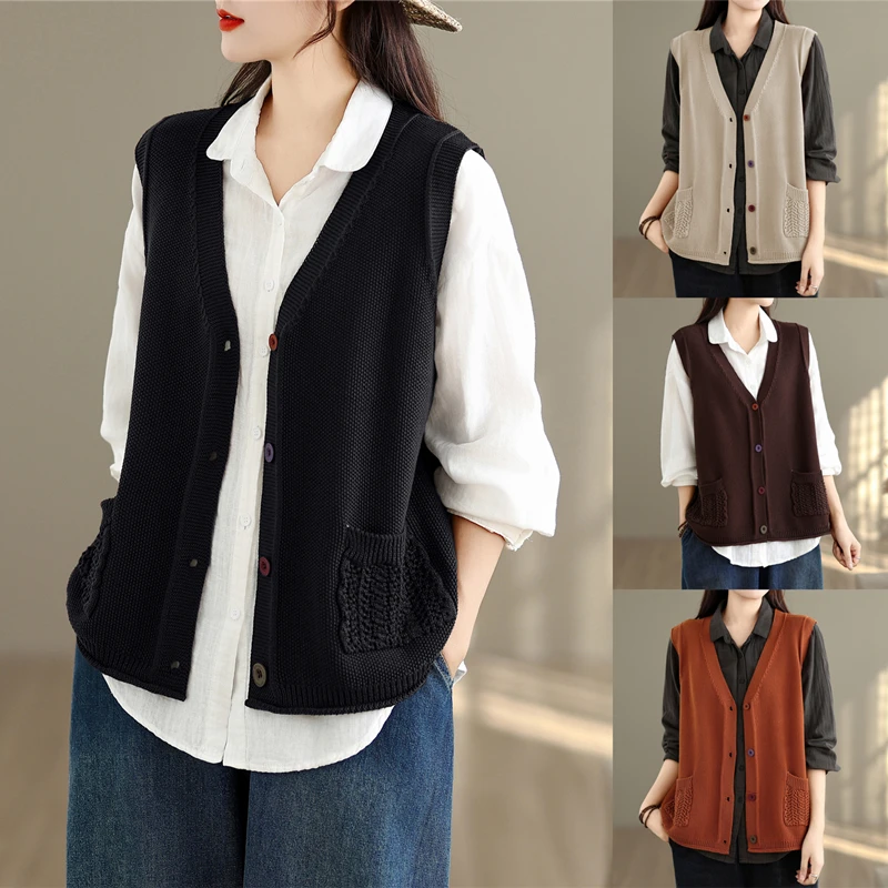 Loose Women's Knitted Vest Top V-Neck Sleeveless Jacket Outerwear Autumn Spring Winter Fashion Commute Style Regular Size
Loose Women's Knitted Vest Top V-Neck Sleeveless Jacket Outerwear Autumn Spring Winter Fashion Commute Style Regular Size