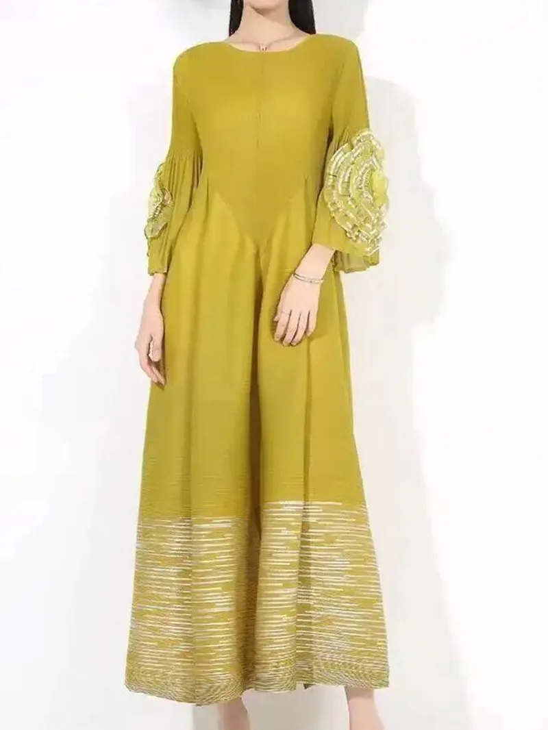 High-end Fashion Women's Dress With Flower Ruffles Sleeves Round Neck Loose Big Size Long Dresses 2025 New 2F408
High-end Fashion Women's Dress With Flower Ruffles Sleeves Round Neck Loose Big Size Long Dresses 2025 New 2F408