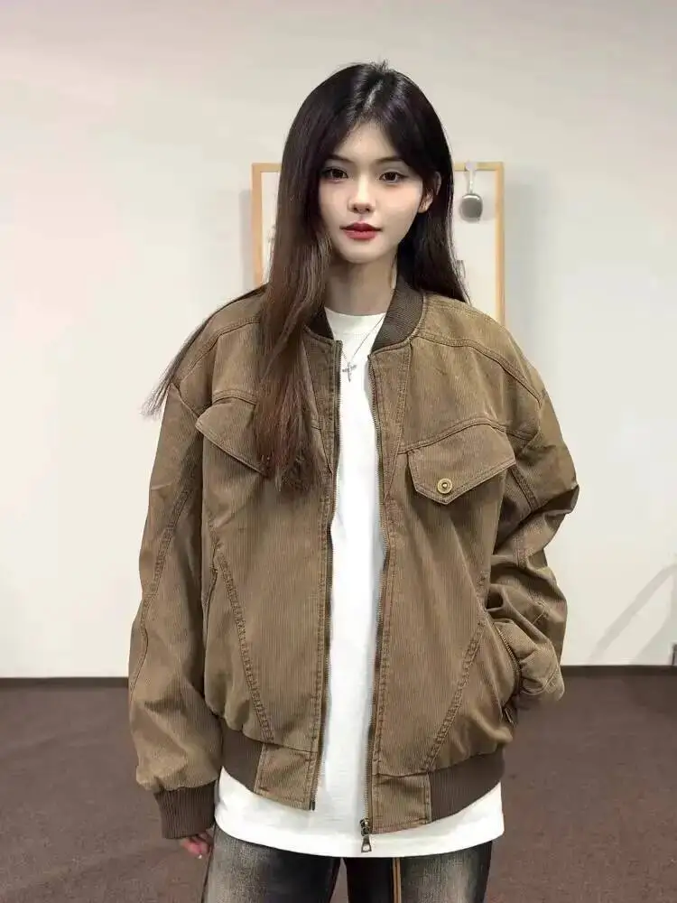 Jacket Unisex Harrington Jacket Vintage Cleanfit Cargo Style Autumn Winter Casual Loose Distressed Street Coat
Jacket Unisex Harrington Jacket Vintage Cleanfit Cargo Style Autumn Winter Casual Loose Distressed Street Coat