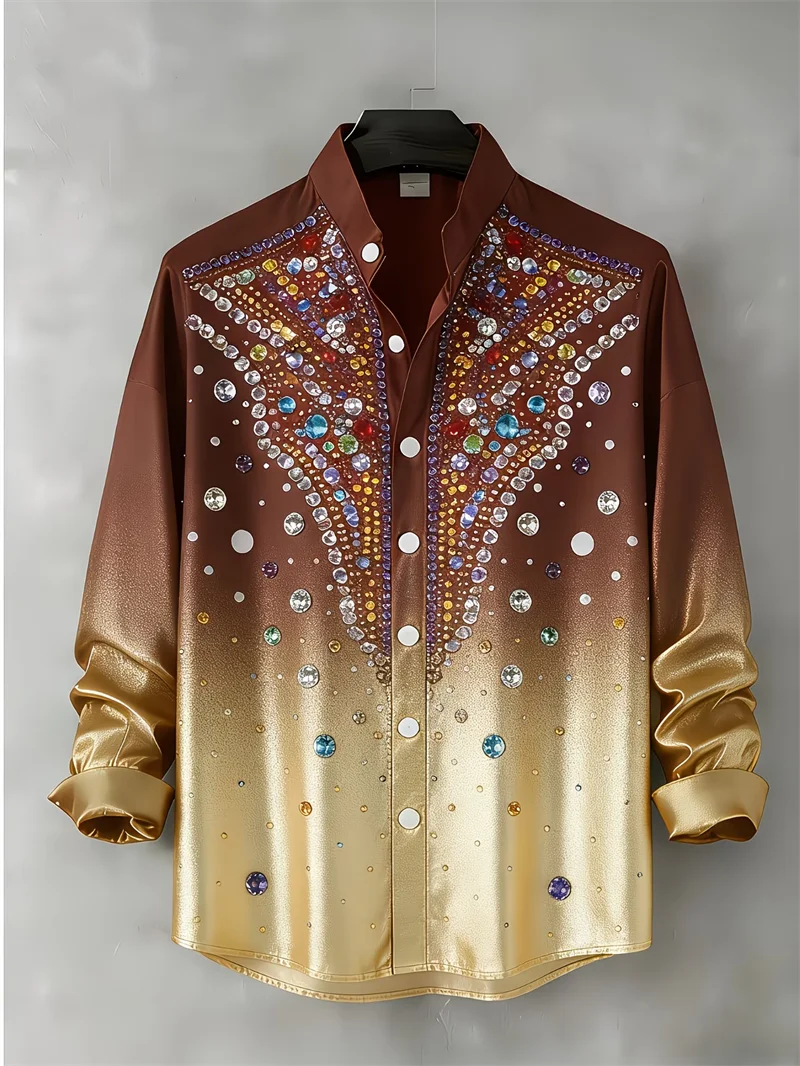 New men's casual 3D printed shirt with diamond pattern, fashionable and casual long sleeved collar shirt top
New men's casual 3D printed shirt with diamond pattern, fashionable and casual long sleeved collar shirt top