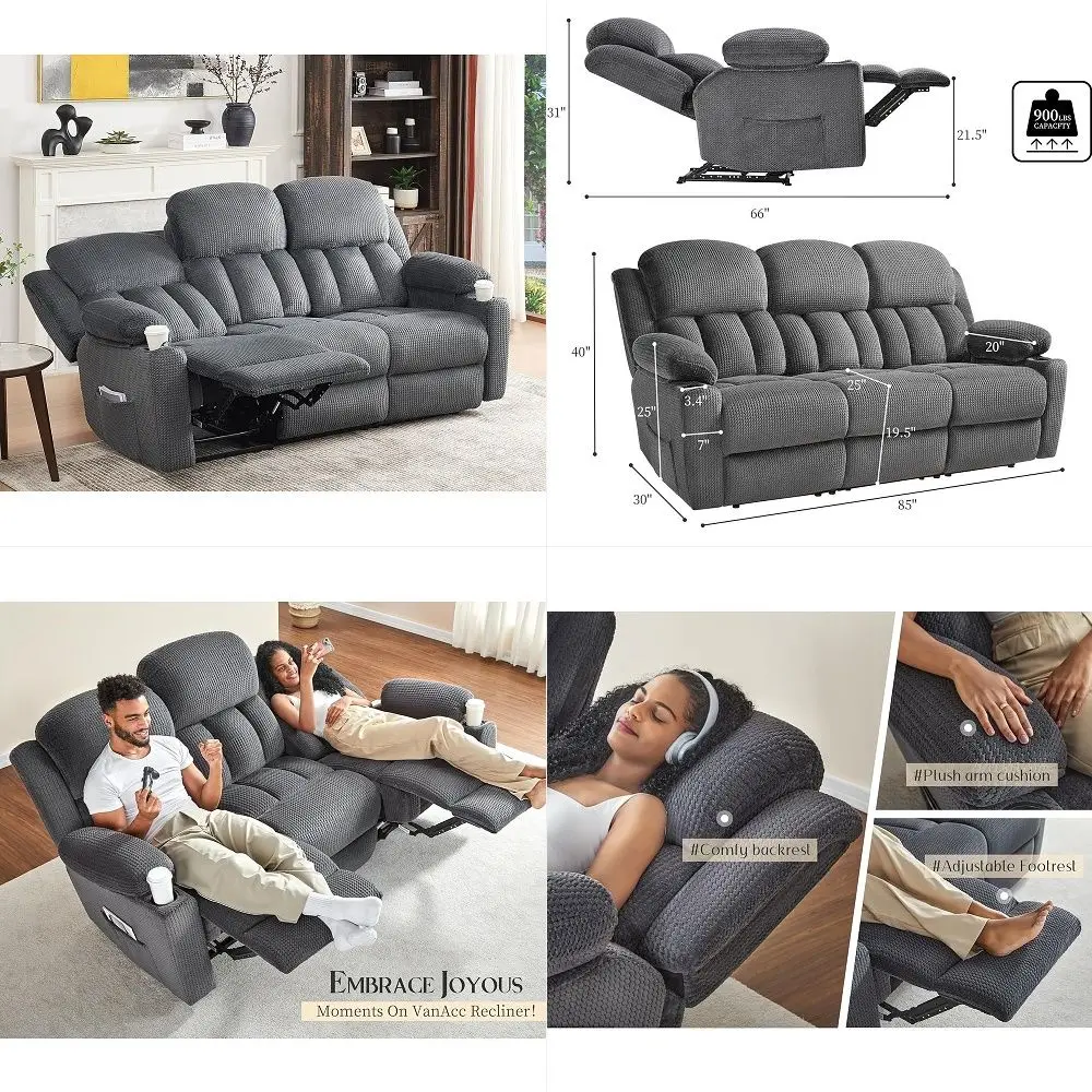 85 Manual Reclining Sofa, 3 Seater Recliner Couch with Dual Wingback Recliners amp Cup Holders, Comfy Oversized Living Room Sof
85 Manual Reclining Sofa, 3 Seater Recliner Couch with Dual Wingback Recliners amp Cup Holders, Comfy Oversized Living Room Sof