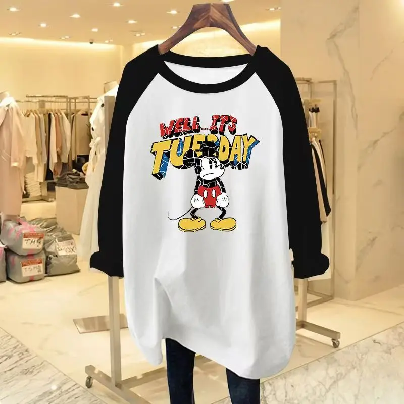Plus Size Cotton Long Sleeve Tee, Mickey Black White Patchwork, Korean Loose Mid-Length Tops for Women, Fit 200kg Curvy Ladies
Plus Size Cotton Long Sleeve Tee, Mickey Black White Patchwork, Korean Loose Mid-Length Tops for Women, Fit 200kg Curvy Ladies