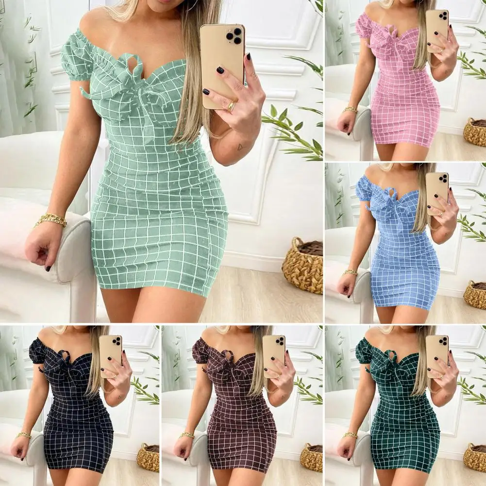 Women Plaid Printed Wrap Dress Off Shoulder Tie Up Front Ruffle Casual Mini Dress Summer Office Lady Slash Neck Pencil Dress
Women Plaid Printed Wrap Dress Off Shoulder Tie Up Front Ruffle Casual Mini Dress Summer Office Lady Slash Neck Pencil Dress