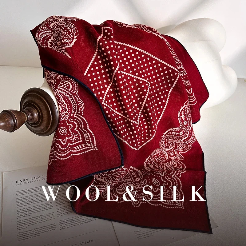 70% Wool 30% Silk Red Navy Blue Square Scarf for Women Ethnic Vintage Paisley Polka Dots Pattern Neck Scarves Winter Accessories
70% Wool 30% Silk Red Navy Blue Square Scarf for Women Ethnic Vintage Paisley Polka Dots Pattern Neck Scarves Winter Accessories