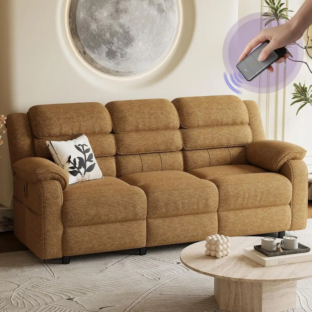Brown 76.5 Wide 3-Seater Electric Reclining Sofa with Dual Motor and Remote Control, Chenille Fabric with Side Pockets for Livin
Brown 76.5 Wide 3-Seater Electric Reclining Sofa with Dual Motor and Remote Control, Chenille Fabric with Side Pockets for Livin
