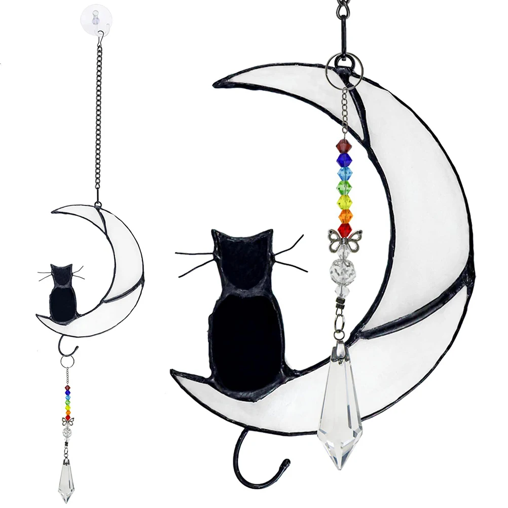 White Moon Cat Handmade DIY Window Home Decoration and Hanging Decoration Colored Glass Window Pendant
White Moon Cat Handmade DIY Window Home Decoration and Hanging Decoration Colored Glass Window Pendant