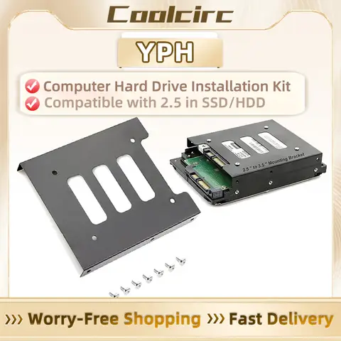 Coolcirc 2,5 bis 3,5 Zoll Metall-SSD/HDD-Adapterhalterung mit SATA für PC-Gehäuse und mobiler Nutzung – tragbares Festplatten-Montageset