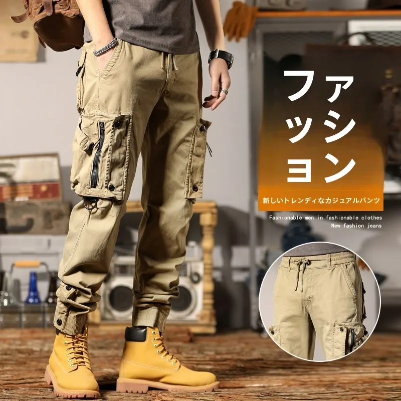 Men's Casual Cargo Pants Multi-Pocket Workwear Loose Long Trousers Spring Trendy Brand Large Size Drawstring Harlan Pants
Men's Casual Cargo Pants Multi-Pocket Workwear Loose Long Trousers Spring Trendy Brand Large Size Drawstring Harlan Pants