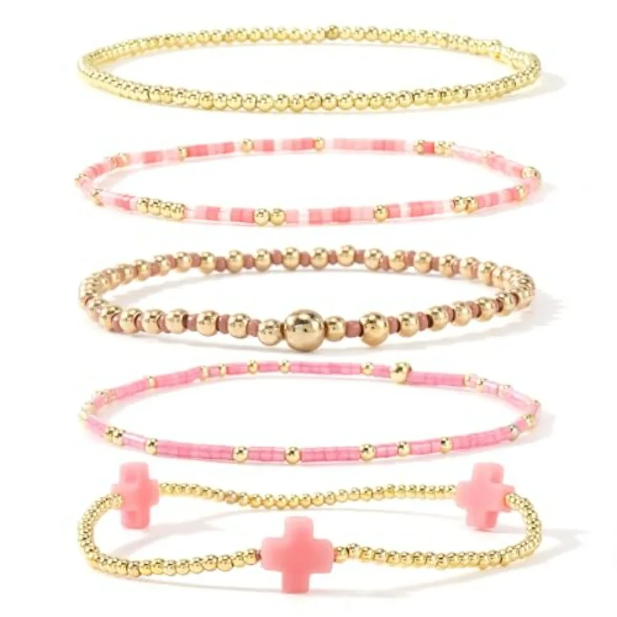 Gold Beaded Bracelets Stack for Women Stackable 14K Gold Plated Beads Ball Cross Bracelet Boho Christian Jewelry Faith Friendsh
Gold Beaded Bracelets Stack for Women Stackable 14K Gold Plated Beads Ball Cross Bracelet Boho Christian Jewelry Faith Friendsh