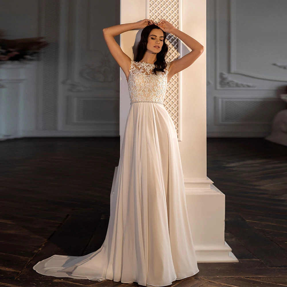A Line Wedding Dresses for Women Simple Bridal Gowns with Chiffon Sleeveless Vestidos De Novia 2025 New Summer
A Line Wedding Dresses for Women Simple Bridal Gowns with Chiffon Sleeveless Vestidos De Novia 2025 New Summer