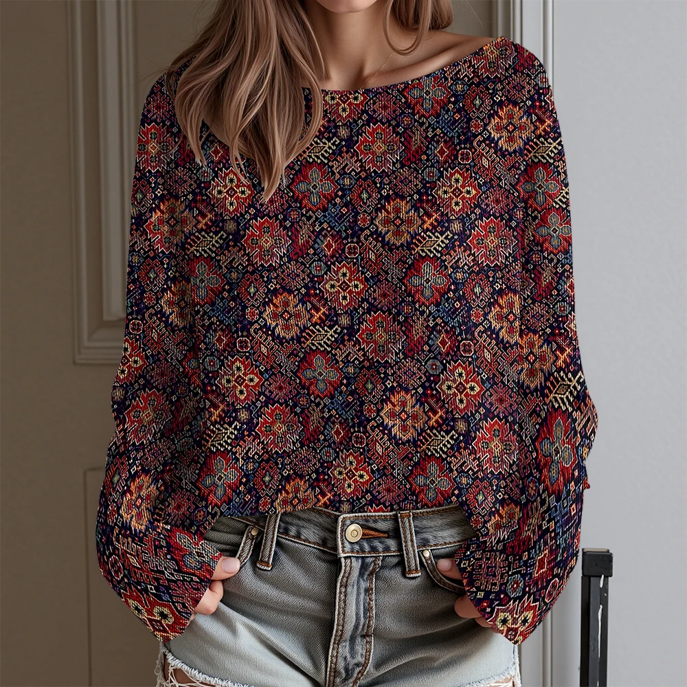 Women's Colorful Geometric Pattern T-Shirt Long Sleeve Ethnic Style Top for Music Festival Holiday Wear Street Style Blouse
Women's Colorful Geometric Pattern T-Shirt Long Sleeve Ethnic Style Top for Music Festival Holiday Wear Street Style Blouse