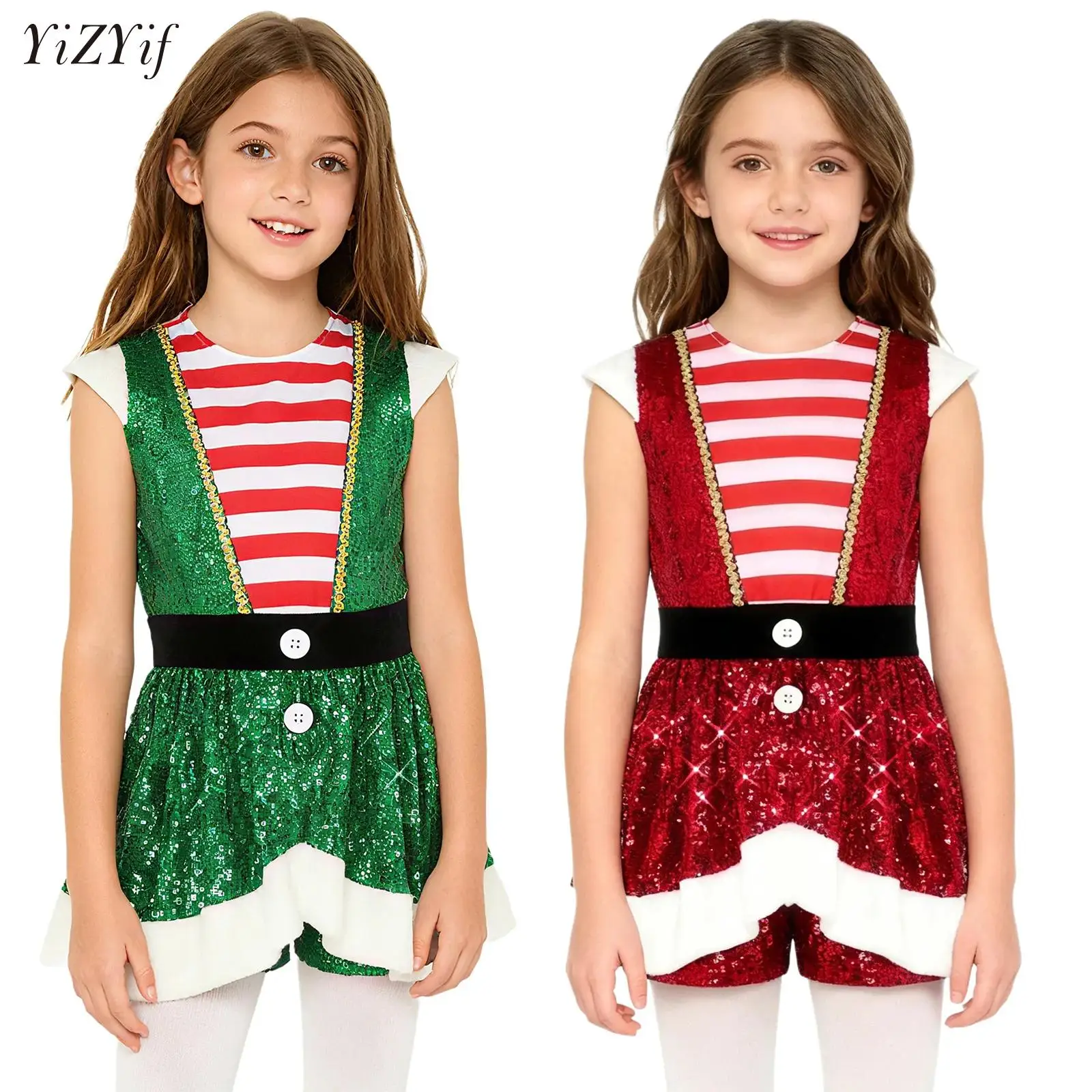 Girls Christmas Dance Costumes Xmas Santa Elf Unitard Dresses Candy Cane Striped Bodysuit Jumpsuit for Ballet Dance Gymnastics
Girls Christmas Dance Costumes Xmas Santa Elf Unitard Dresses Candy Cane Striped Bodysuit Jumpsuit for Ballet Dance Gymnastics