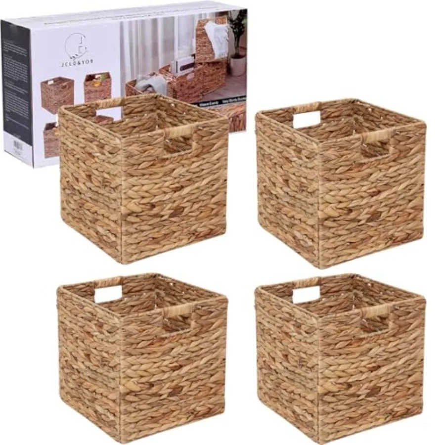 12x12in Storage Baskets Set of 4 Water Hyacinth Baskets Foldable Handwoven Storage Cubes Wicker Cube Baskets Laundry Organizer
12x12in Storage Baskets Set of 4 Water Hyacinth Baskets Foldable Handwoven Storage Cubes Wicker Cube Baskets Laundry Organizer