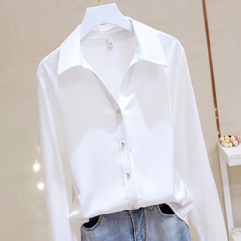 Fashion Metal Buttons Women Shirts 2022 New Spring Summer V-neck Office Lady Shirt Long Sleeve Chiffon Blouses
Fashion Metal Buttons Women Shirts 2022 New Spring Summer V-neck Office Lady Shirt Long Sleeve Chiffon Blouses